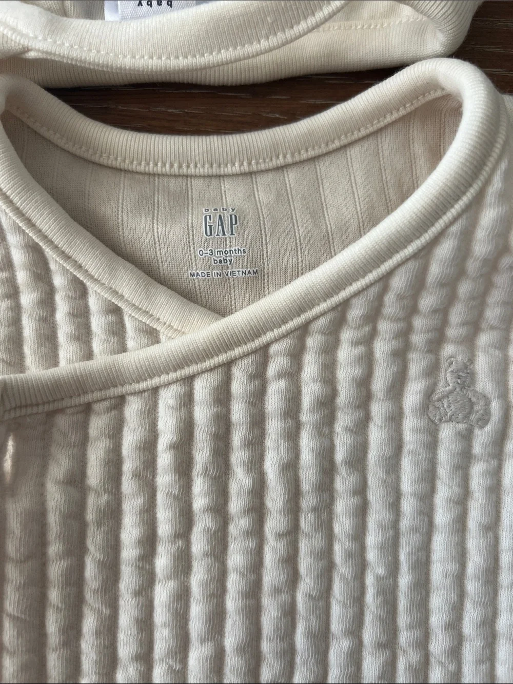Baby Gap Cream Quilted Baby Footie with Bear-Ear Hood